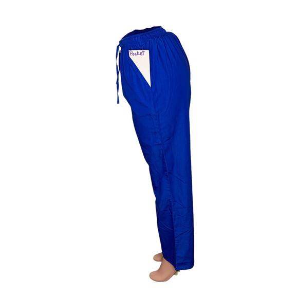 Pandamed Scrub NWOT Pants Royal Blue Multiple Pockets Elastic Waistband Size S - Picture 6 of 8